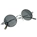 Small Retro-Vintage Style Lennon Inspired Round Metal Circle Sunglasses (Silver)