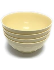 Mintra Unbreakable Plastic Bowl, WHITE 4pk - Large, 1.8L, 60oz, 7.75inW x 3.25inH - (Part Of A Set) - Salad, Snacks, Breakfast Cereal, Fruit, Popcorn, Soup, Colorful, Shatterproof, BPA Free