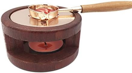 Lingery Wax Seal Warmer, Handmade Wooden Wax Seal Furnace with Melting Spoon Kit for Melting Wax Seal Beads and Wax Seal Stamp