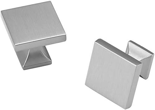 LONTAN 12 Pack Silver Square Cupboard Door Knobs Zinc Alloy Brushed Nickel Cabinet Knobs for Kitchen Drawer and Wardrobe Bathroom Shower
