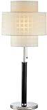 Lite Source LS-20290 Olina Table Lamp, Leather Pole with White Grid Pattern Shade