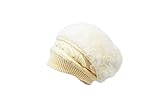 MATCH MUCH Beanie Hat Knitted Hat Beret Hat with Rabbit Fur