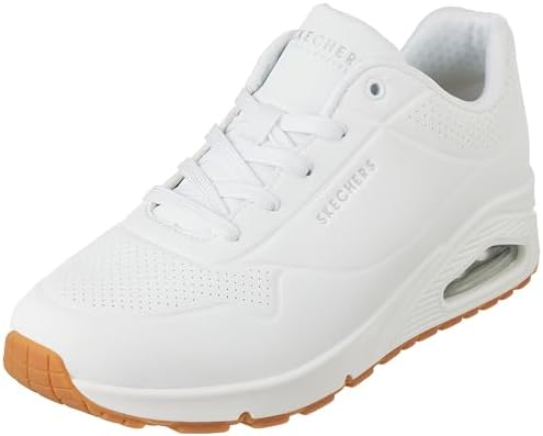 Skechers Women's Uno-Stand on Air Sneaker, Beige White Durabuck