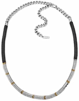 Collar de cadena para hombre en acero inoxidable bicolor con cierre de langosta, Plata Pastel