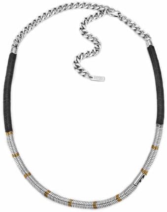 Colar de corrente em aço inoxidável bicolor masculino com fecho de lagosta, prata pastel