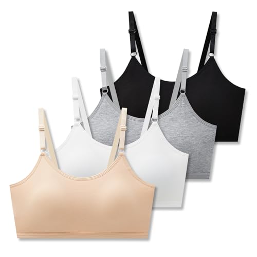 SALIA GIRL Sport Cami Bras Cotton for Teens Girls Training Bras 10-16 with Adjustable Straps Fixed Pads