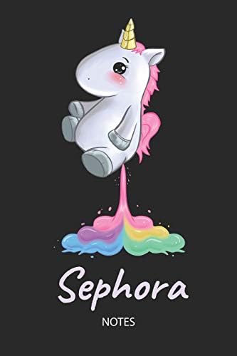 Sephora - Notes: Noms Personnalisé Carnet de notes / Journal pour les filles et les femmes. Kawaii Licorne pétant arc-en-ciel. Accessoires de licorne ... cadeau original anniversaire femme. Paperback – 3 Jun. 2019