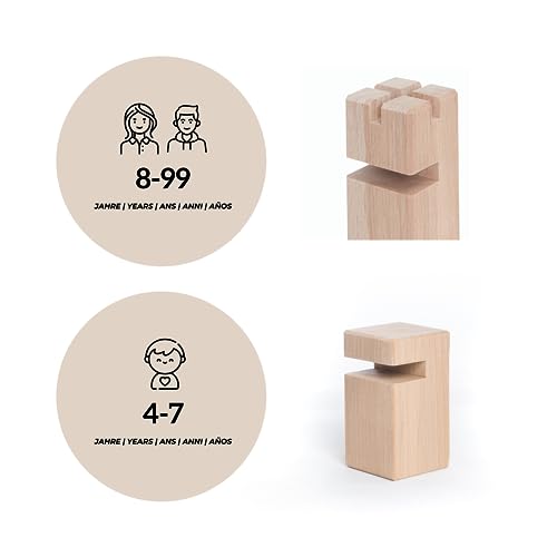 waelderspielzeug La Tour Froebel – Team Game for Adults and Children from 8 Years – The Original Local Beech Wood – Multicoloured or Nature