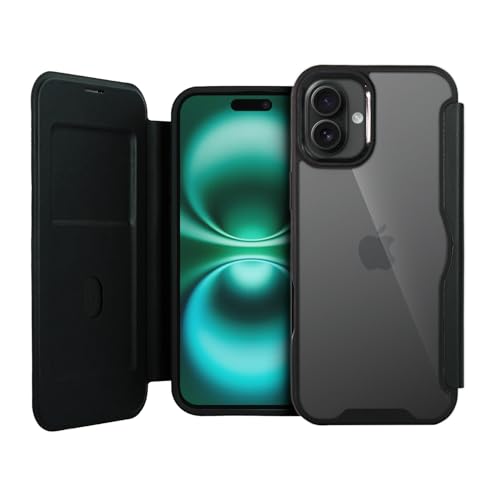 Gshield Capa Case Capinha Carteira Dual com Slot para Cartão, Proteção RFID e Fecho Magnético, Frente e Verso (Preta, iPhone 16 Plus)