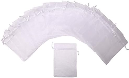 ZUUC Organza Drawstring Pouch Bag,2.8''W x3.6 L, Pack of 100 (White)