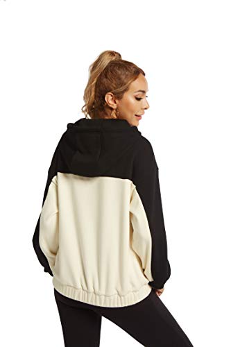 SUGAR POISON Jackets for Women Plus Size, Active Full-Zip Mock Neck Hooded Coat with Pocket White Black M