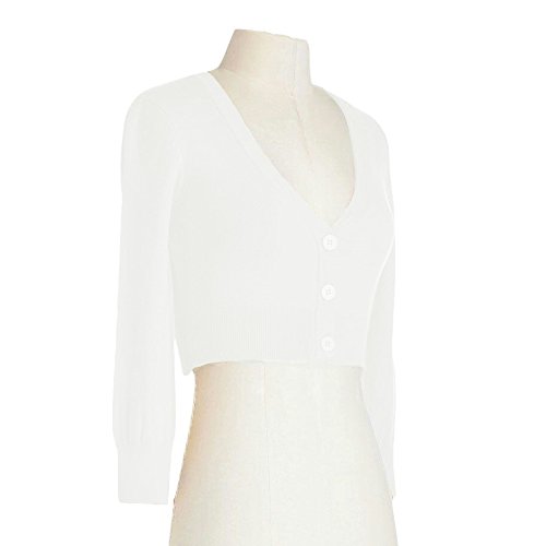 YEMAK Crop Sweater Cardigan, 46 Colors, Vintage Inspired, S - 4X, Pin up, CO129-WHT-S