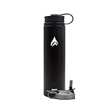 MAPS Insulated Wide Mouth 24 oz Stainless Steel HOT COLD Durable Bottle Plus Bonus Cap