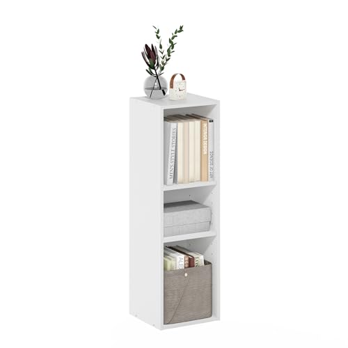 Furinno Fulda 3 Tier Space Saving Bookcase 25cm Wide White