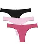 Ekouaer Panty Women's Seamless Thong Panties Hipsters 3 Pack Red Assorted, Small