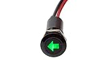 Alpinetech PLB12MS 12mm 1/2" 12V LED Metal Signal Indicator Pilot Dash Light (Single Arrow (Green))