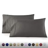 HC COLLECTION 1500 Thread Count Egyptian Quality 2pc Set of Pillow Cases, Silky Soft & Wrinkle Free (Fits Queen)- Standard Size/Gray