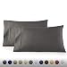 HC COLLECTION 1500 Thread Count Egyptian Quality 2pc Set of Pillow Cases, Silky Soft & Wrinkle Free (Fits Queen)- Standard Size/Gray