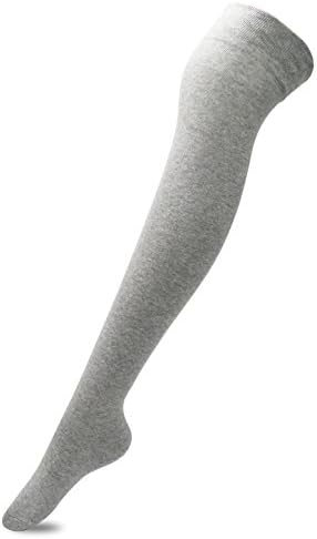 Women's Over The Knee High Socks with Non Slip Silicone(Light Grey,One Size)