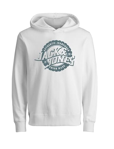 JACK & JONES Jprblubaron Sweat Hood Fst Jnr, Bianco, 128 Uomo