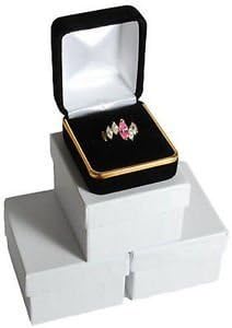 3 Pack Black Velvet Ring Box with Gold Trim Jewelry Gift Boxes Displays-by R J Displays