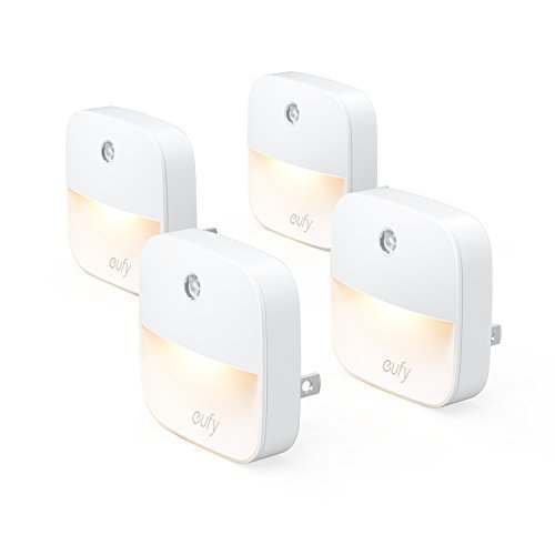 Eufy Lumi Plug-In Night Light, Warm White LED, Dusk-To-Dawn Sensor, Bedroom, Bathroom, Kitchen, Hallway, Stairs, Energy Efficient, Compact, 4-pack