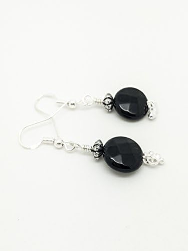 Black onyx earrings, onyx earrings, onix Gemstone jewelry, black coin earrings
