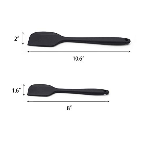 Silicone Spatulas Rubber Scraper Set Heat Resistant Non Stick Cooking Spatula with Stainless Steel Core One Piece Design Mini Kitchen Utensils for Baking Mixing Black