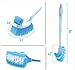 MINI DEER Toilet Brush Soft Bristle Kinsky Strong Bristles Good Grips Hideaway Compact Long Brush for Bathroom Toilet The Rim Bowl Brush Pure Clean in 1 Motion with Pan Lip and Caddy De（Blue）