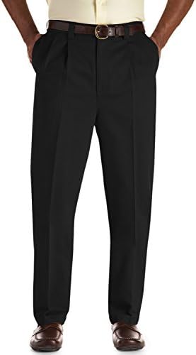 Oak Hill Big &amp; Tall Waist-Relaxed Pleated Premium Pants Black 56 RG X 30