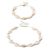 SUNSCSC Handmade Summer Beach Shell Conch White Velvet Rope Choker Necklace (Shell Necklace and Bracelet)