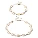 SUNSCSC Handmade Summer Beach Shell Conch White Velvet Rope Choker Necklace Adjustable Conch Shell Necklace Jewelry (Shell Necklace and Bracelet)