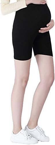 Maternity Ultra Thin Stretch Short Leggings Plain Black
