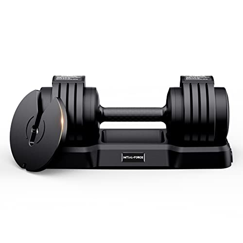 Adjustable Dumbbell, 15-55 lbs Adjustable Dumbbell Set w/ Anti-Slip Handle, Single Adjustable Dumbbell for Exercises, Home Workout Equipment, Full Body Strength Training and Muscle Building, Men/Women