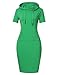 MISSKY Women Short Sleeve Pullover Stripe Keen Length Slim Hoodie Dress with Kangaroo Pocket for Causal Sport for Spring Autumn Summer, Green, X-Large