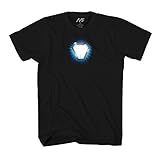 Marvel Avengers Infinity War Iron Man Arc Reactor Flare Mens T-Shirt (Large, Black)