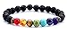 Hamoery Men Women 8mm Lava Rock 7 Chakra Aromatherapy Essential Oil Diffuser Bracelet Elastic Natural Stone Yoga Beads Bracelet Bangle-21001