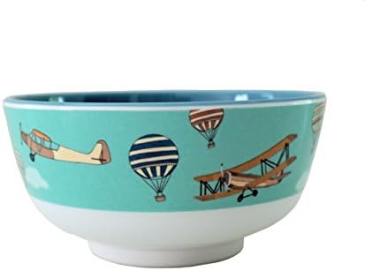 Original illustrated dinner bowl for kids, baby, toddler - 4.3" small melamine bowl with airplane design