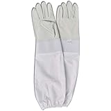 Beekeeping Supply Goatskin Leather Beekeeper Gloves with Vent Long Canvas Sleeve & Elastic Cuff M