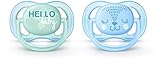 Philips Avent Ultra Air Pacifier, 0-6 months, blue/green fashion decos, 2 pack, SCF342/20