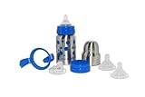 organicKidz Baby Grows Up Stainless Steel Bottle Set, Blue Dots, 9 Ounce
