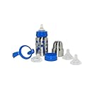 organicKidz Baby Grows Up Stainless Steel Bottle Set, Blue Dots, 9 Ounce
