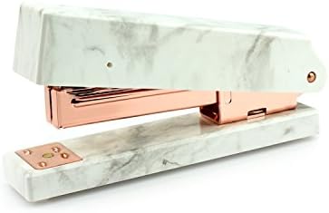 White Marble Stapler , Modern Office Desk Accessory To Brighten Up Your Workspace , Non-slip Base (rose gold)