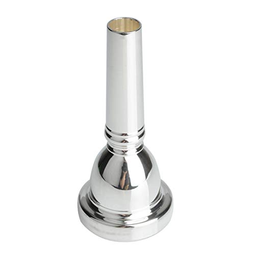 Standard Tuba Mouthpiece Bass Horn with Box and Microfiber Cleaning Cloth, Silver Plated