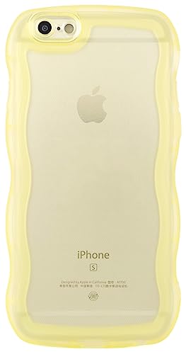 SKYLMW Compatible with iPhone 6s Plus/6 Plus Case 5.5", Cute Kawaii Curly Wave Frame Shape Soft Silicone Shockproof Protective Phone Cover for Women Girls, Clear/Yellow