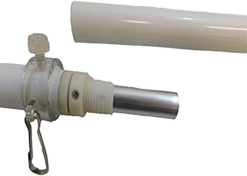 Outdoor Wall Hanging Spinning Flag Pole - Black Label Edition - 6ft White Pole w/Silver Ball Topper