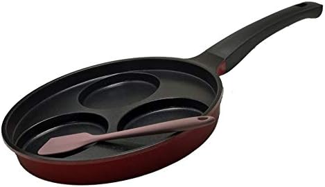 NSY Kitchen - Premium 9.5" Ceramic Coated Nonstick 3 Cup Egg Cooker Pan, Silicone Spatula