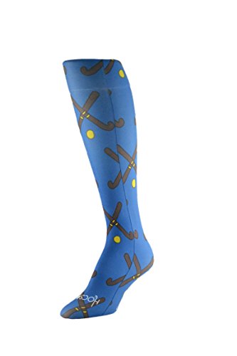 HOCSOCX Womens/Girls Shin Guard Rash UNDER Sport Socks (Medium, Blue Field Hockey Sticks) - Thumbnail 2