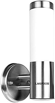LAGPOUSI LED Wall Light, Waterproof Stainless Steel E26 LED Wall Light Indoor/Outdoor Cylinder IP65 Wall Lamp Lighting AC85~265V (Bullet Bulb included,Warm white2700K )