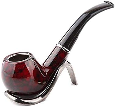 BeiMi Tobacco Pipe, Men's Resin Large Tube Detachable Cleaning Filter, Imitation Marble Cigarette Holder Curved Hammer, Wood-like Acrylic Curve Handle Filter Tube (13.5cm) (Color : B)